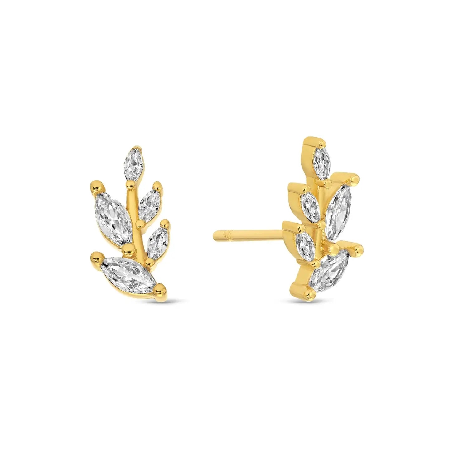 Leaf Stem Stud Earrings