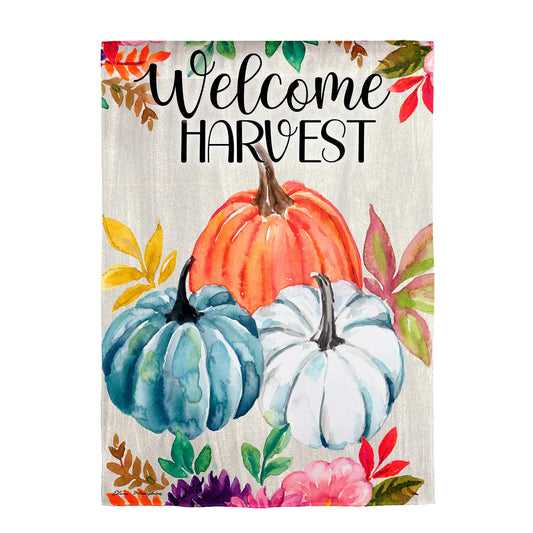 Welcome Harvest Suede Garden Flag