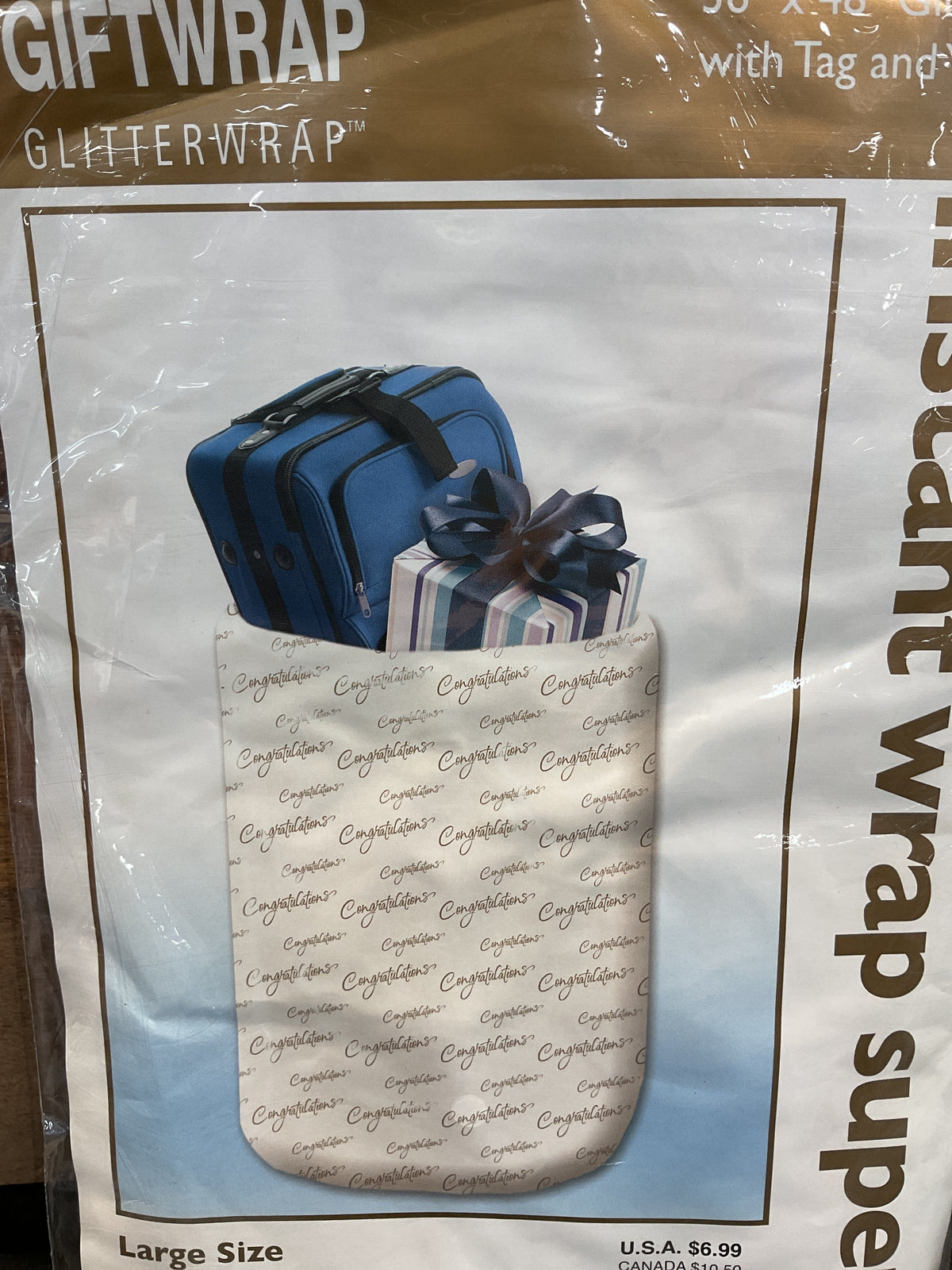 Large Gift Sac with Tag and Yarn, Asst