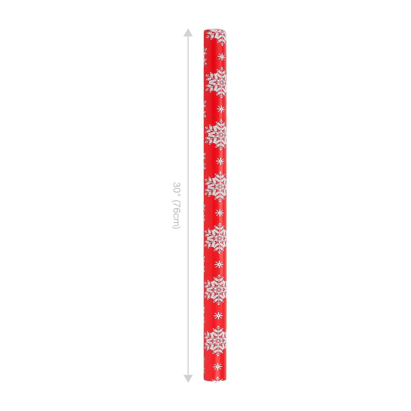 30" X 10' Holiday Wrapping Paper | Red Snowflake