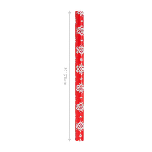 30" X 10' Holiday Wrapping Paper | Red Snowflake