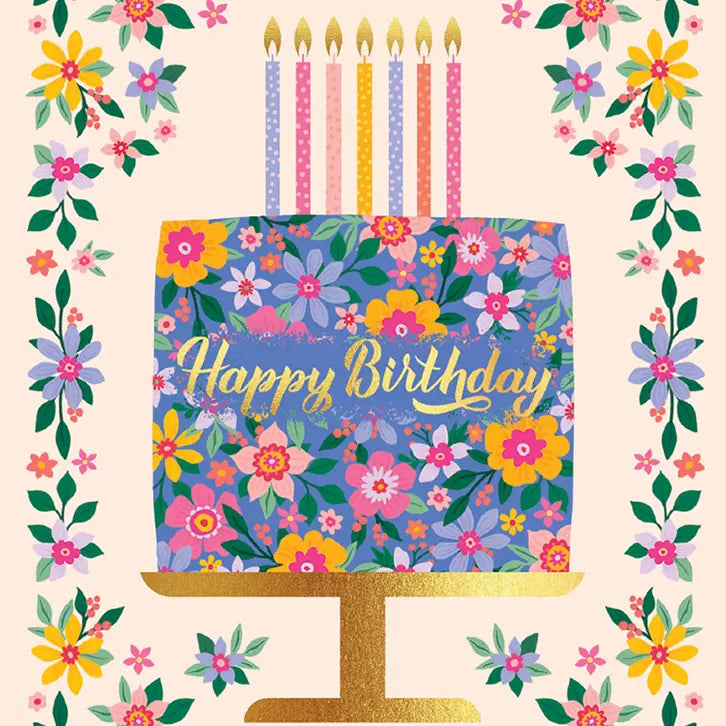 Floral Cake Birthday Greeting Card