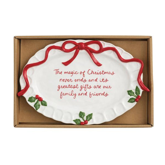 Christmas Bow Sentiment Plate, Asst