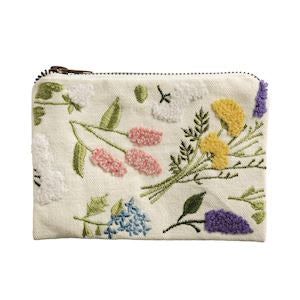 Floral Bead & Embroidery Zipper Pouches