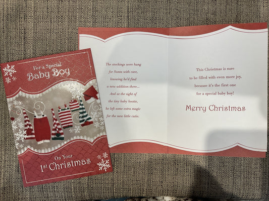 Baby Boy’s First Christmas Card