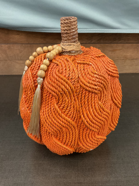Woven Ceramic Pumpkin with Beaded Tassles