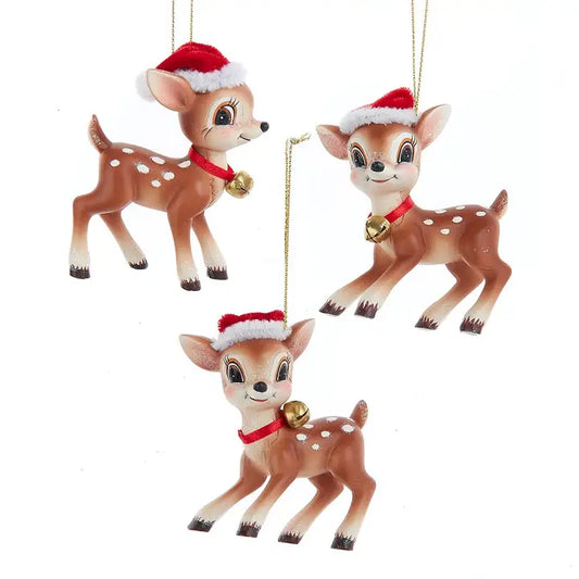 Deer Ornament with Santa Hat