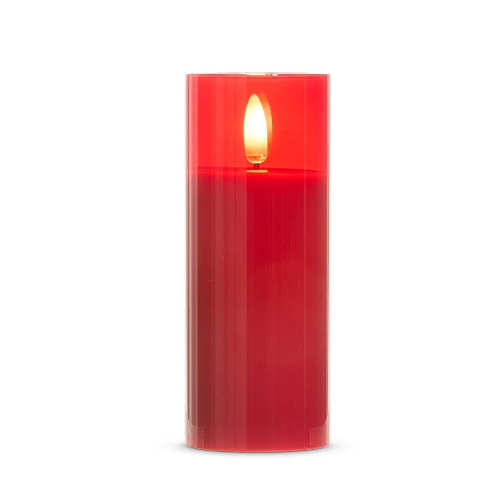2" X 5" Red Glass Red Pillar Candle