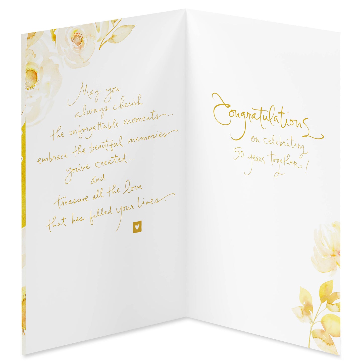50th Anniversary Card (Gold Heart and Roses)