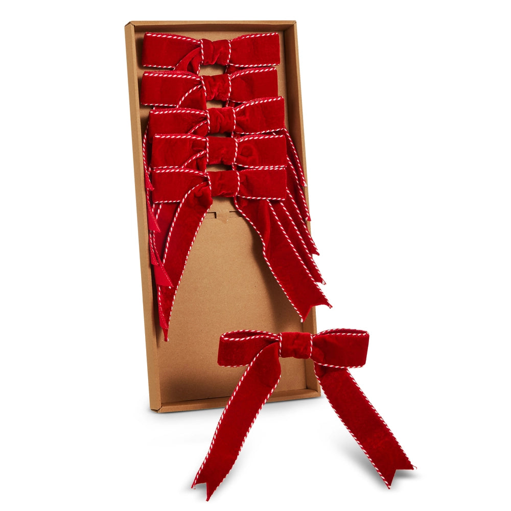 6.5" Box of Red Bow with Peppermint Trim Ornaments