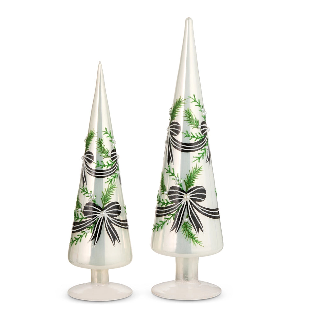13.5" Black Bow Bunting Cone Tree