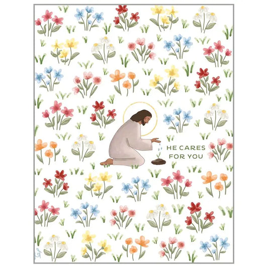 Jesus in Flower Field - Encouragement Card