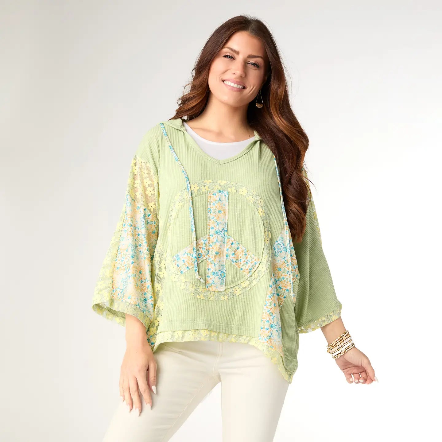 Jenni Peace Sign Hooded Top