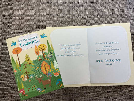 It’s Thanksgiving, Grandson! - Thanksgiving Card