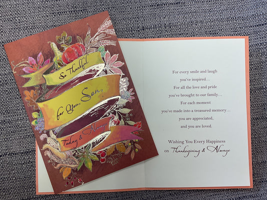 So Thankful for You, Son - Thanksgiving Card