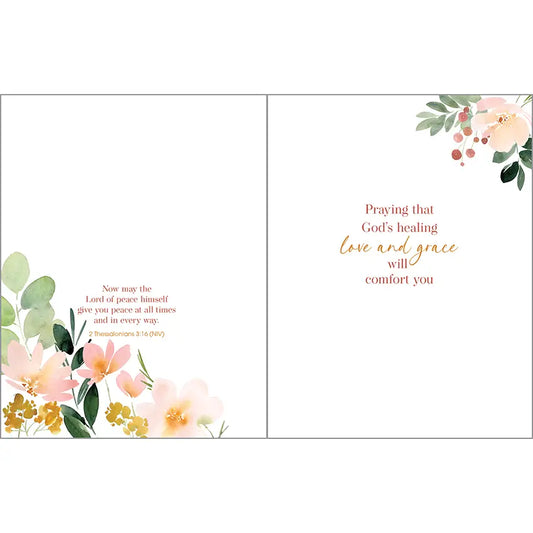 With Scripture Sympathy Greeting Card - Coral Blossoms