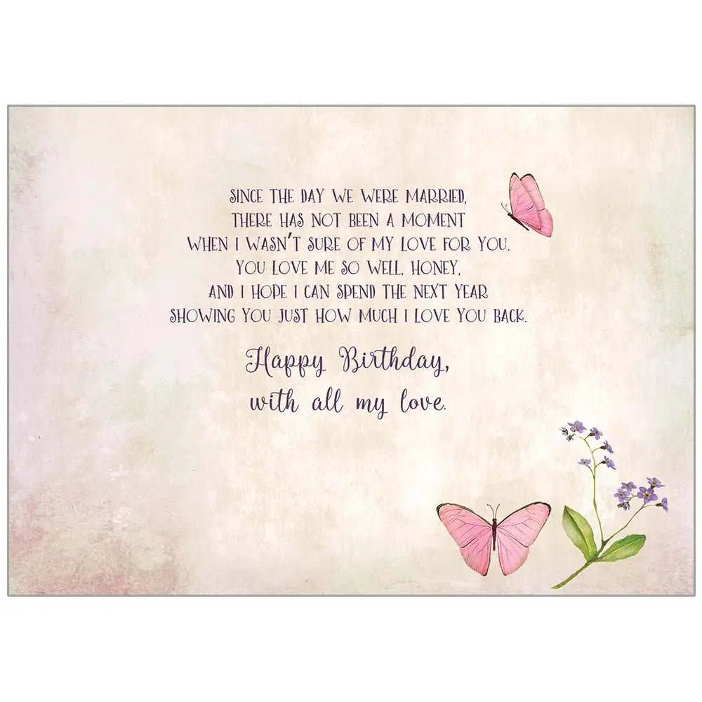 Flowers and Butterflies Birthday - Wife Card