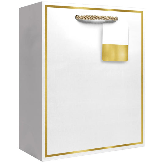 Gift Bags - Medium - White with Gold Frame