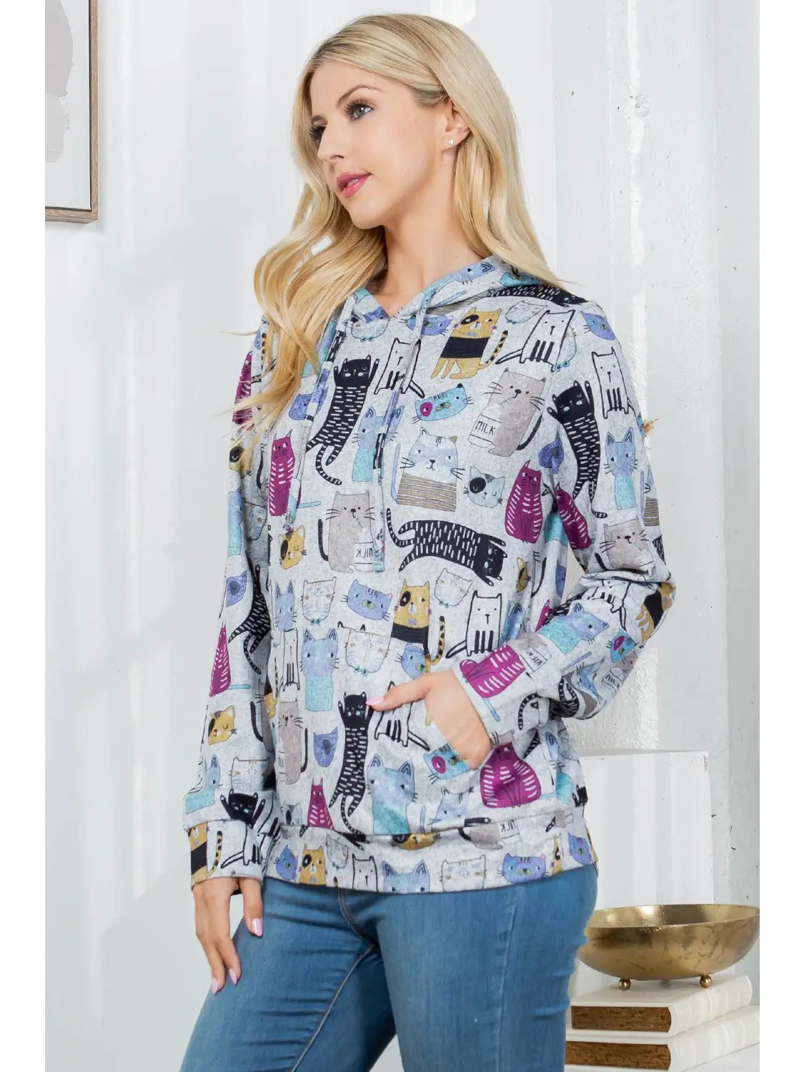 Cat Sweater Knit Pullover Hoodie