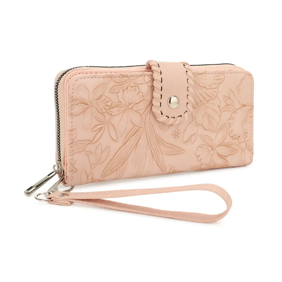 Zoila Zip Around Bifold Tooled Wristlet Wallet