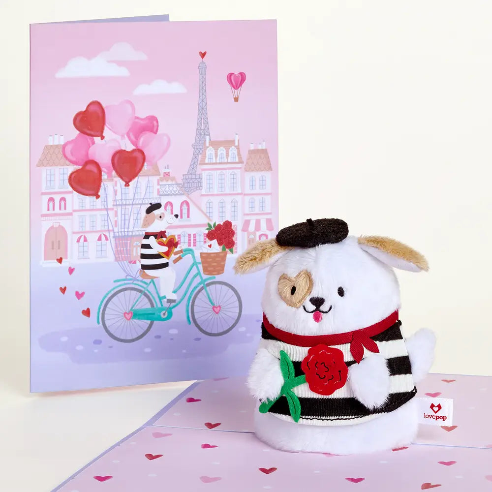 French Love Dog Plushpop Pop-Up Card