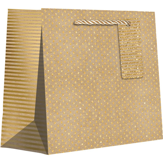 Gold Dot & Stripe On Kraft - Totes - Medium Closeout