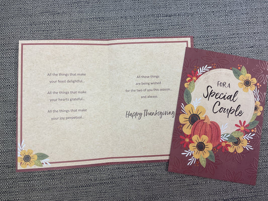 For a Special Couple Thanksgiving Card