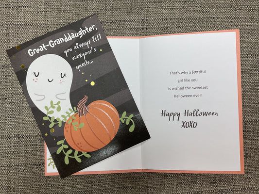 You Always Lift Everyone’s Sprits…- Great- Granddaughter Halloween Card