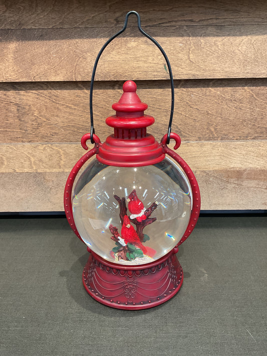 Lighted Cardinal Water Globe Lantern