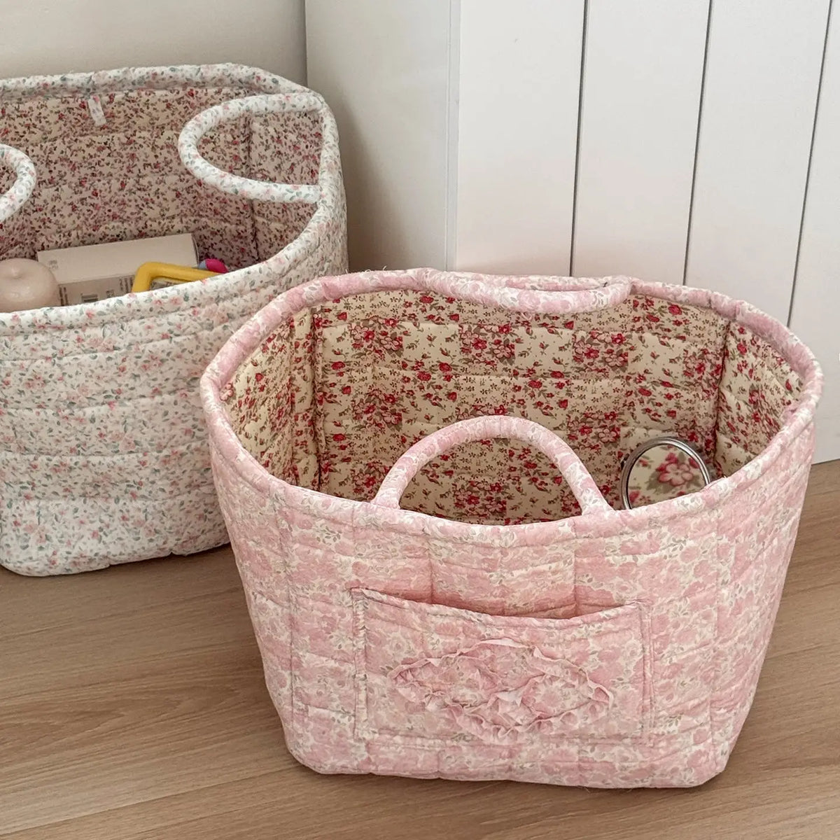 Corduroy Floral Storage Tote