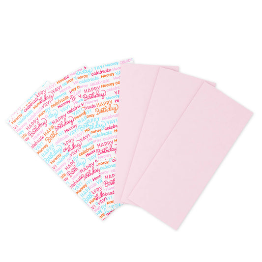 Birthday Tissue Paper, Flamingo Pink (2-colors, 6-Sheets)