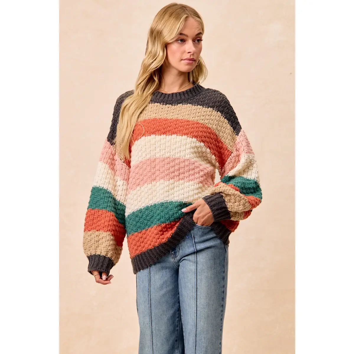Stripes Color Block Chunky Sweater Pullover