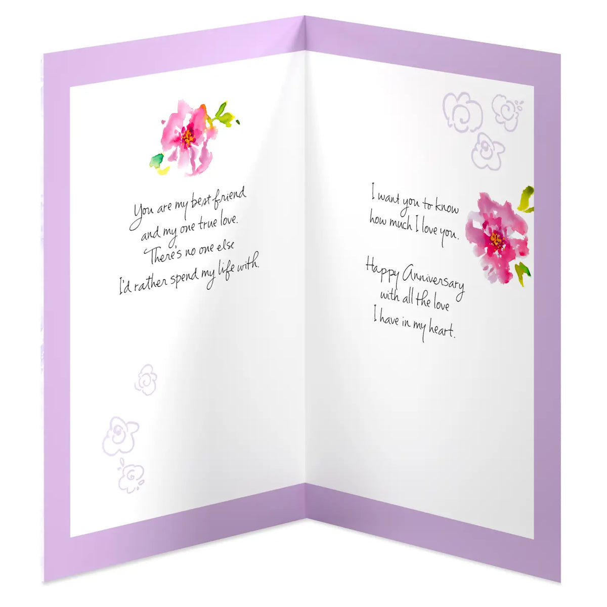 Dear Wife Anniversary Card with Watercolor Flowers