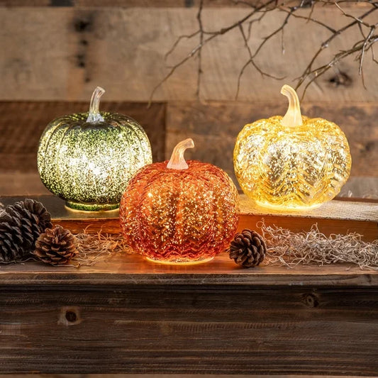 6" LED Glass Pumpkin Table Décor