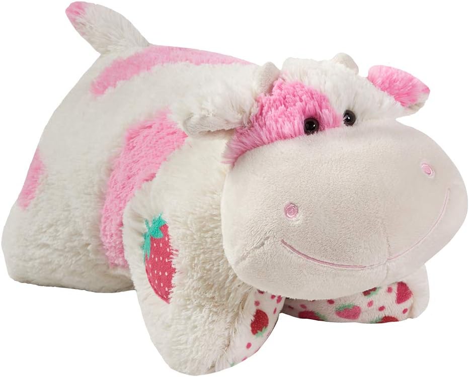 Pillow Pets Jumbo Strawberry Milkshake Cow Plush Toy
