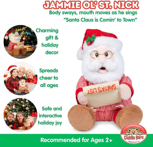 Jammie Ol' St. Nick | Animated Christmas Singing Dancing Santa Claus Naughty or Nice List Plush Toy Sings Santa Claus is Comin' to Town