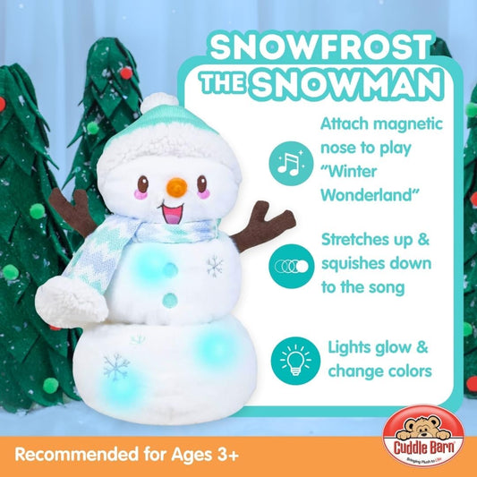 Snowfrost The Snowman | Animated Dancing Light-up Christmas Snowman Plush Toy Activated by Carrot Nose Sings Winter Wonderland