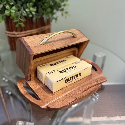 Wood Butterie Flip-Top Butter Dish