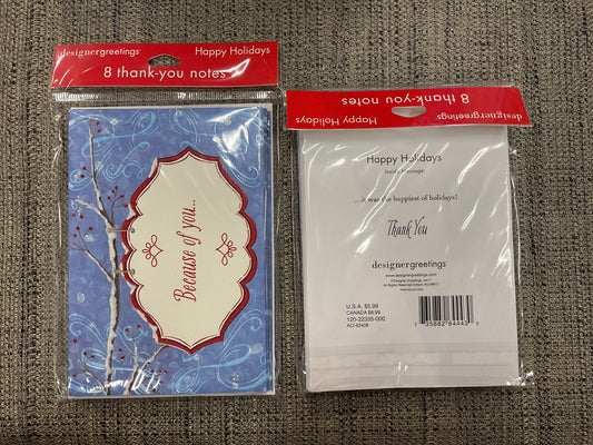 8 Ct Christmas Thank You Cards
