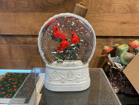 6.75 Cardinal Trio Ornament Glitter Lantern