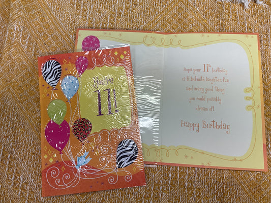 Age 11 Birthday Card - Girl