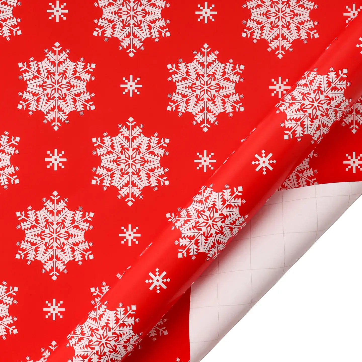 30" X 10' Holiday Wrapping Paper | Red Snowflake
