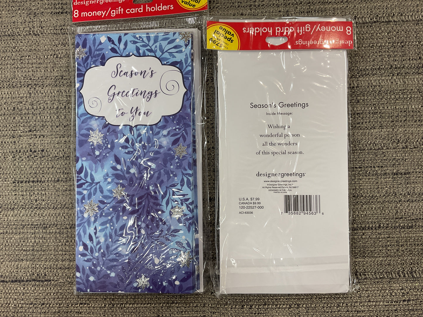 8 Ct Holiday Money/Gift Card Holders