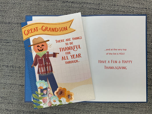 Great-Grandson Thanksgiving Card