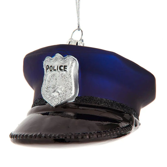 3.75"Noble Gems Gls Police Hat Orn