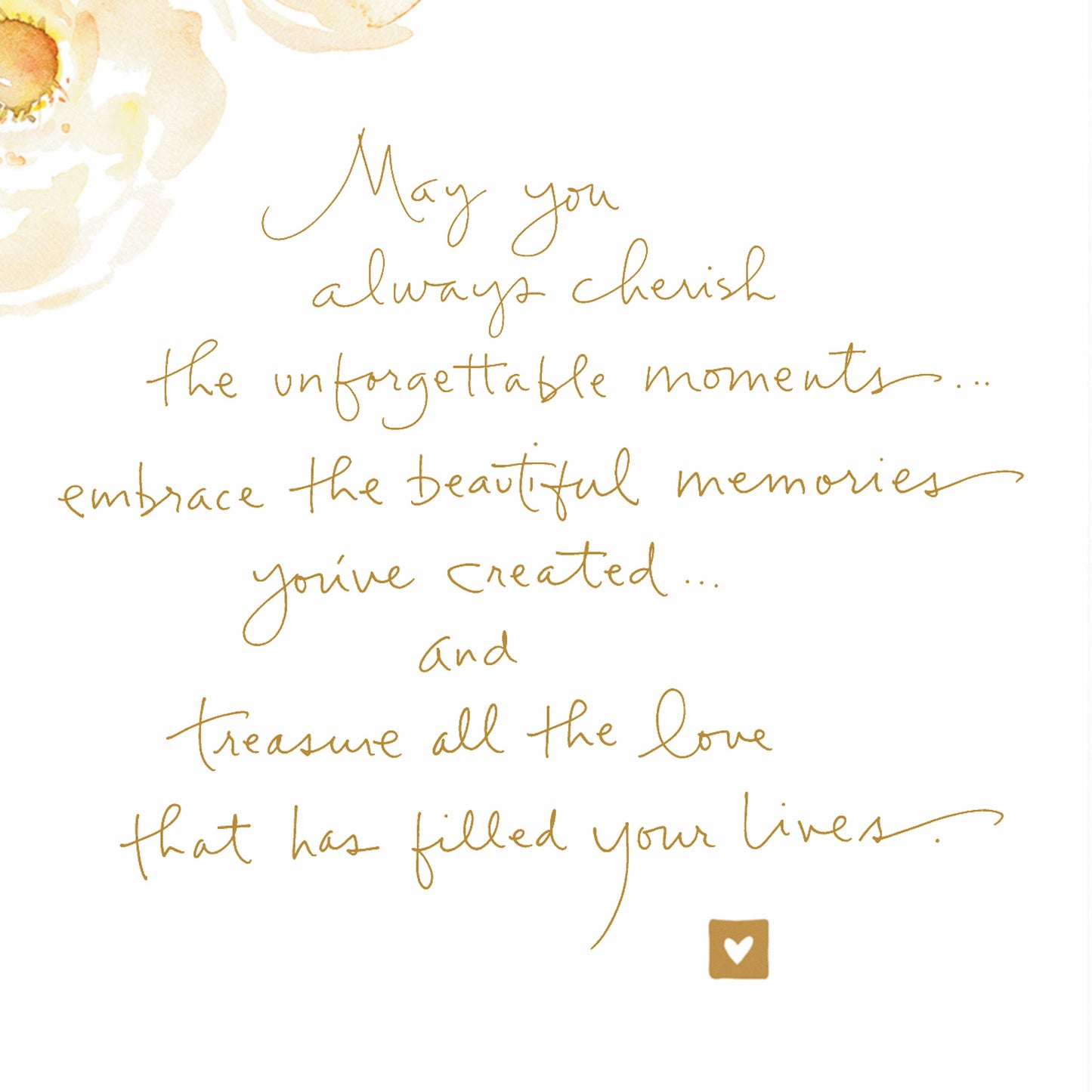 50th Anniversary Card (Gold Heart and Roses)