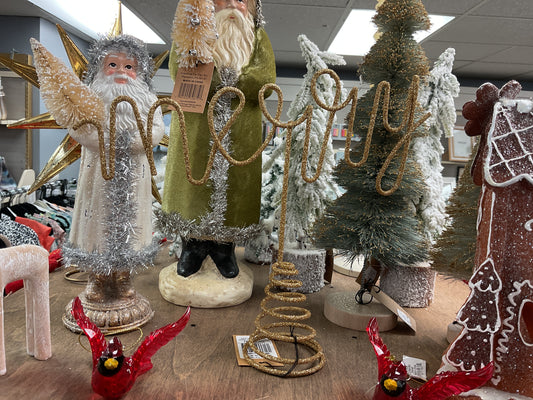 Merry Gold Glitter Metal Tree Topper