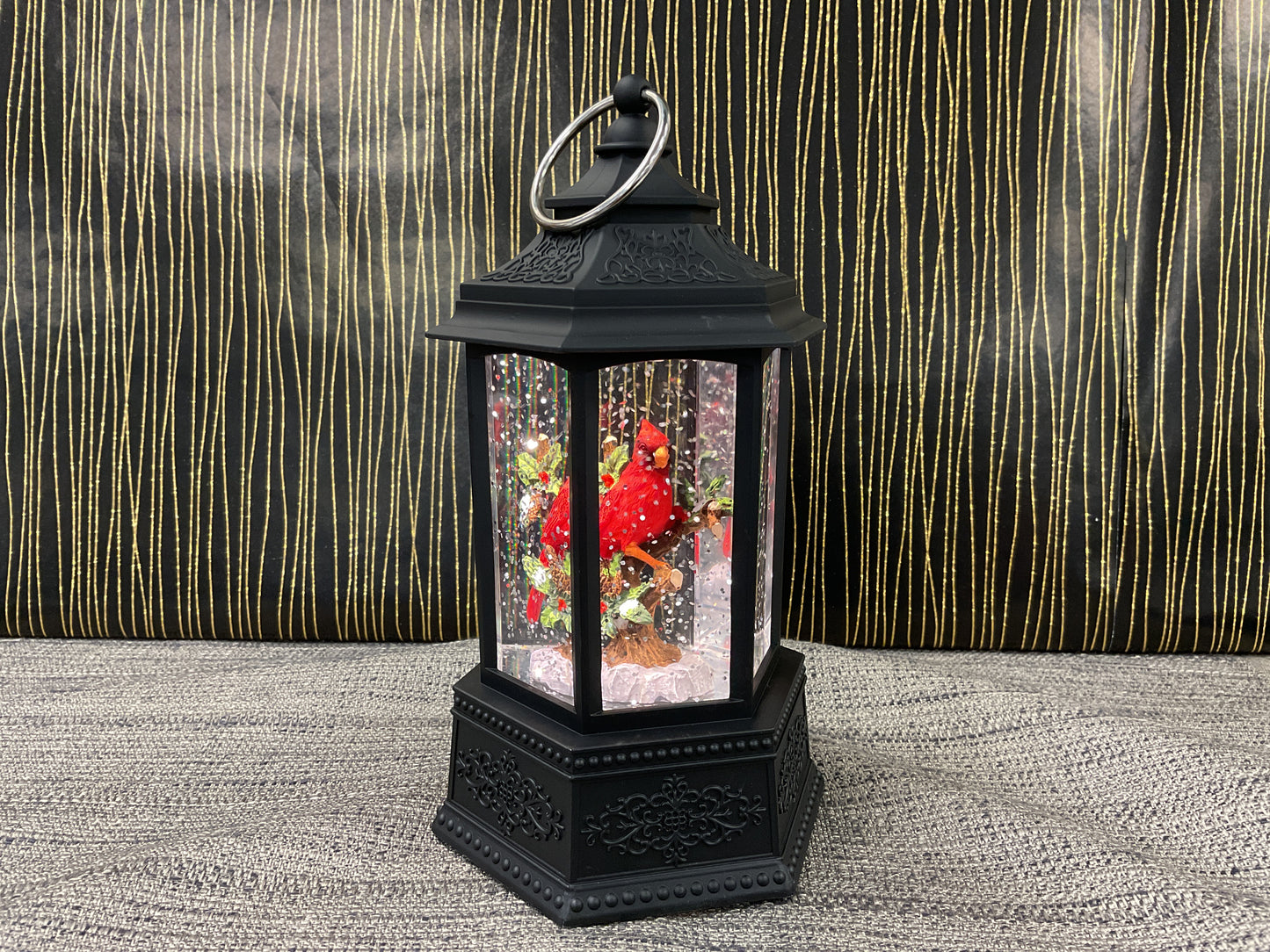 Lighted Cardinal Spinning Globe