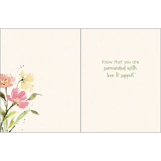 Sympathy Greeting Card - Pink/Orange/Yellow Stems