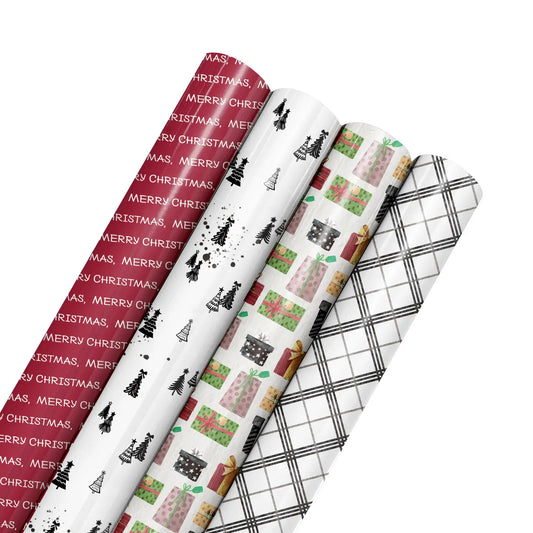 30" X 10' Holiday Reversible Wrapping Paper Bundle (4-pack) | Pretty As A Package